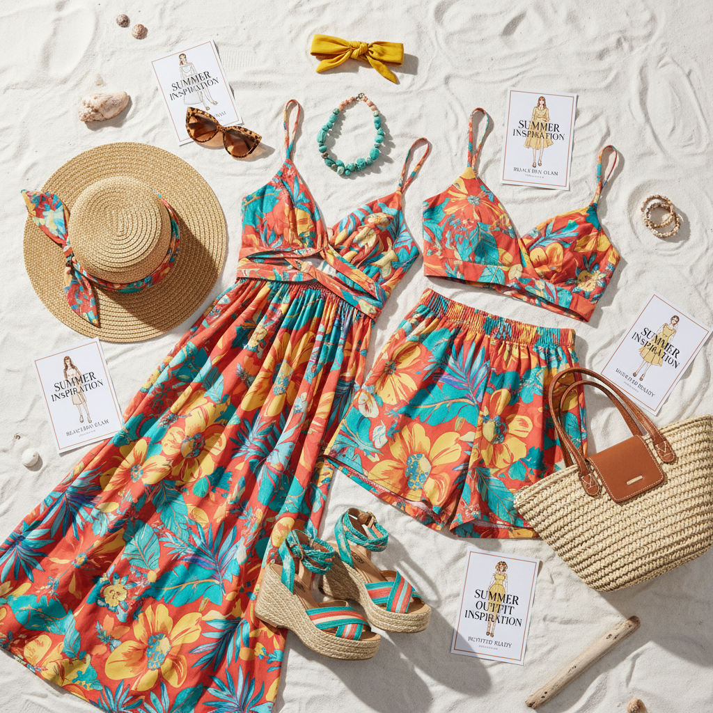 Summer Lookbook seasonal style guide bright summery flat lay